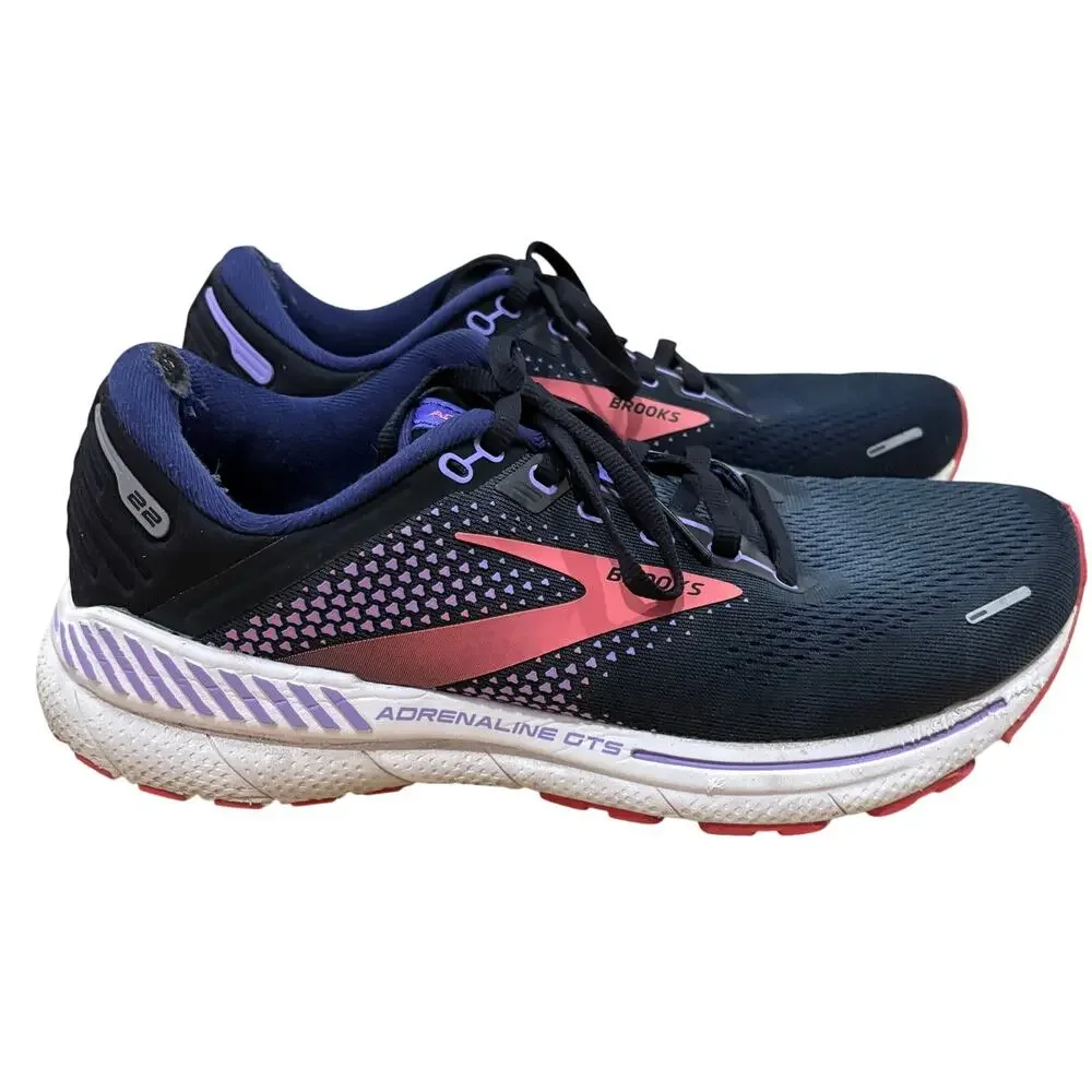 Brooks Adrenaline GTS 22 Black Coral Purple Women’s Athletic Sneakers 9 Wide
